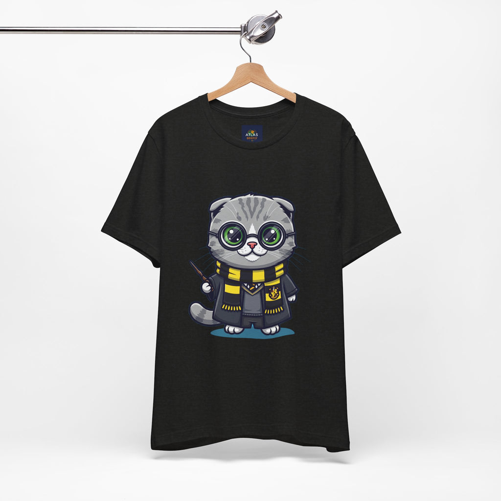 Hufflepurr Harry Potter T-Shirt - Funny Wizarding World Tee | Cute Potter Cat Gift - Atlas Briefly