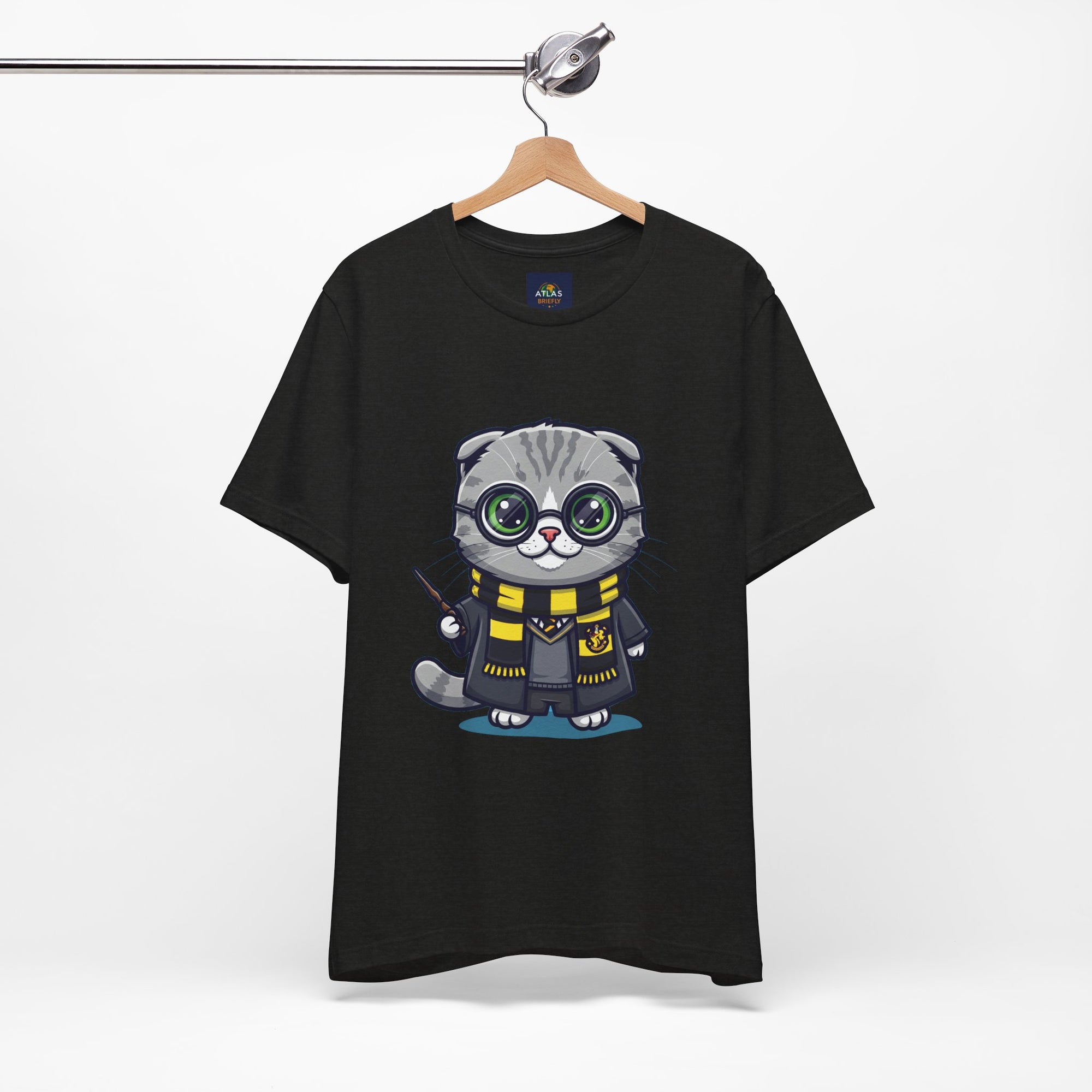 Hufflepurr Harry Potter T-Shirt - Funny Wizarding World Tee | Cute Potter Cat Gift - Atlas Briefly