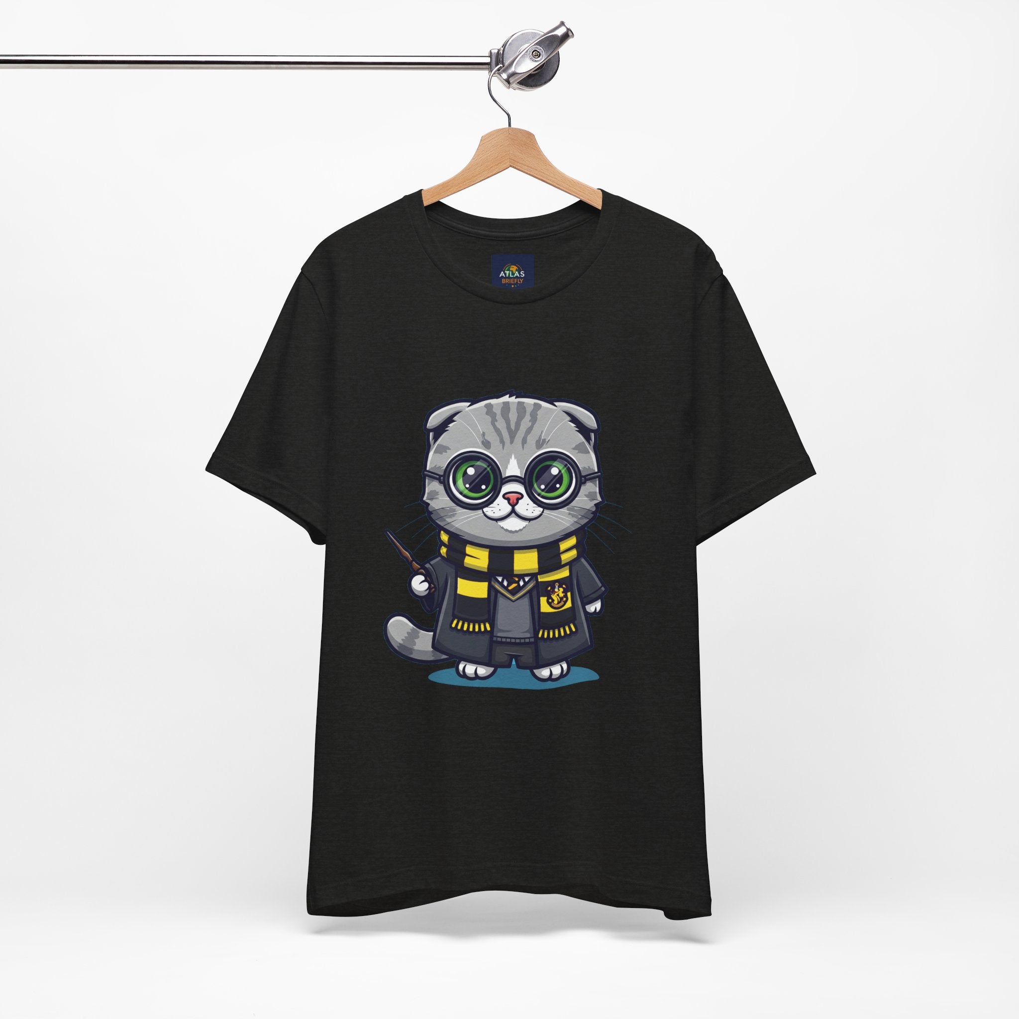 Hufflepurr Harry Potter T-Shirt - Funny Wizarding World Tee | Cute Potter Cat Gift - Atlas Briefly