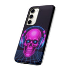 Neon Skull Synthwave Phone Case - Retro 80s Cyberpunk Mobile Cover | Vaporwave Tech Gift - Atlas Briefly