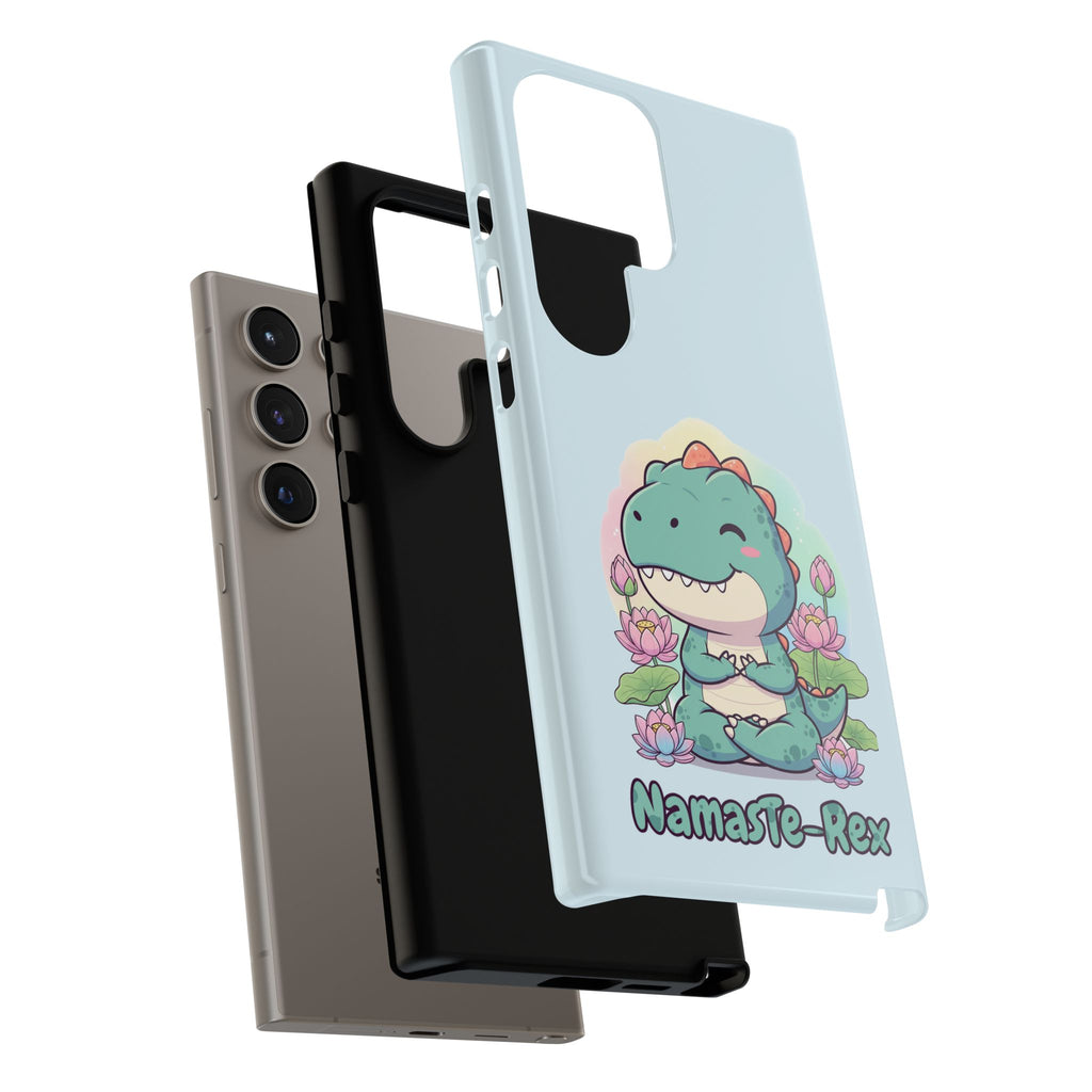 NamasTe-Rex Meditating Dinosaur Phone Case - Funny Yoga T-Rex Mobile Cover | Zen Tech Gift - Atlas Briefly