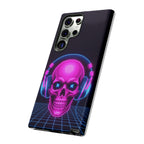 Neon Skull Synthwave Phone Case - Retro 80s Cyberpunk Mobile Cover | Vaporwave Tech Gift - Atlas Briefly