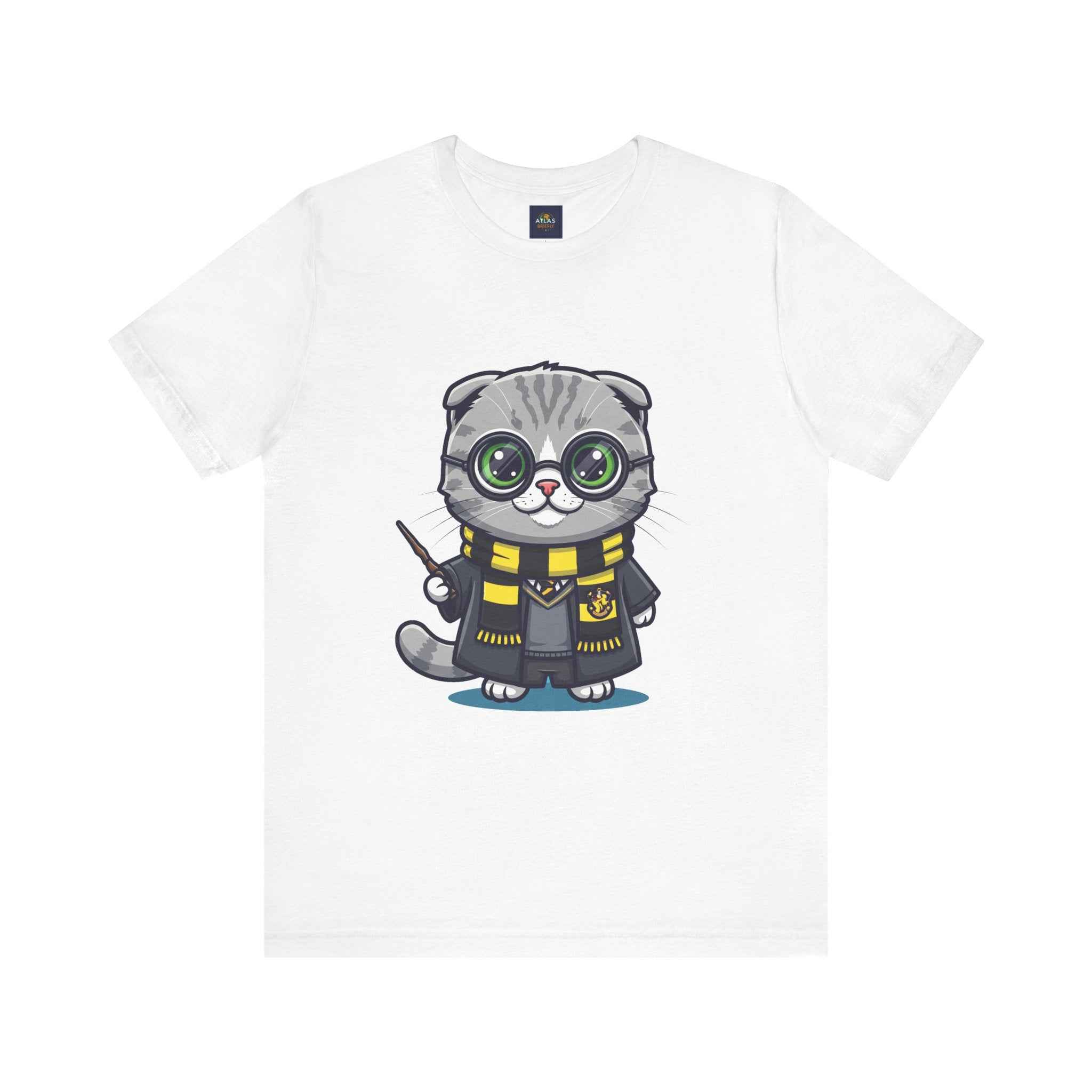 Hufflepurr T-Shirt - Funny Wizarding World Tee | Cute Potter Cat Gift - Atlas Briefly
