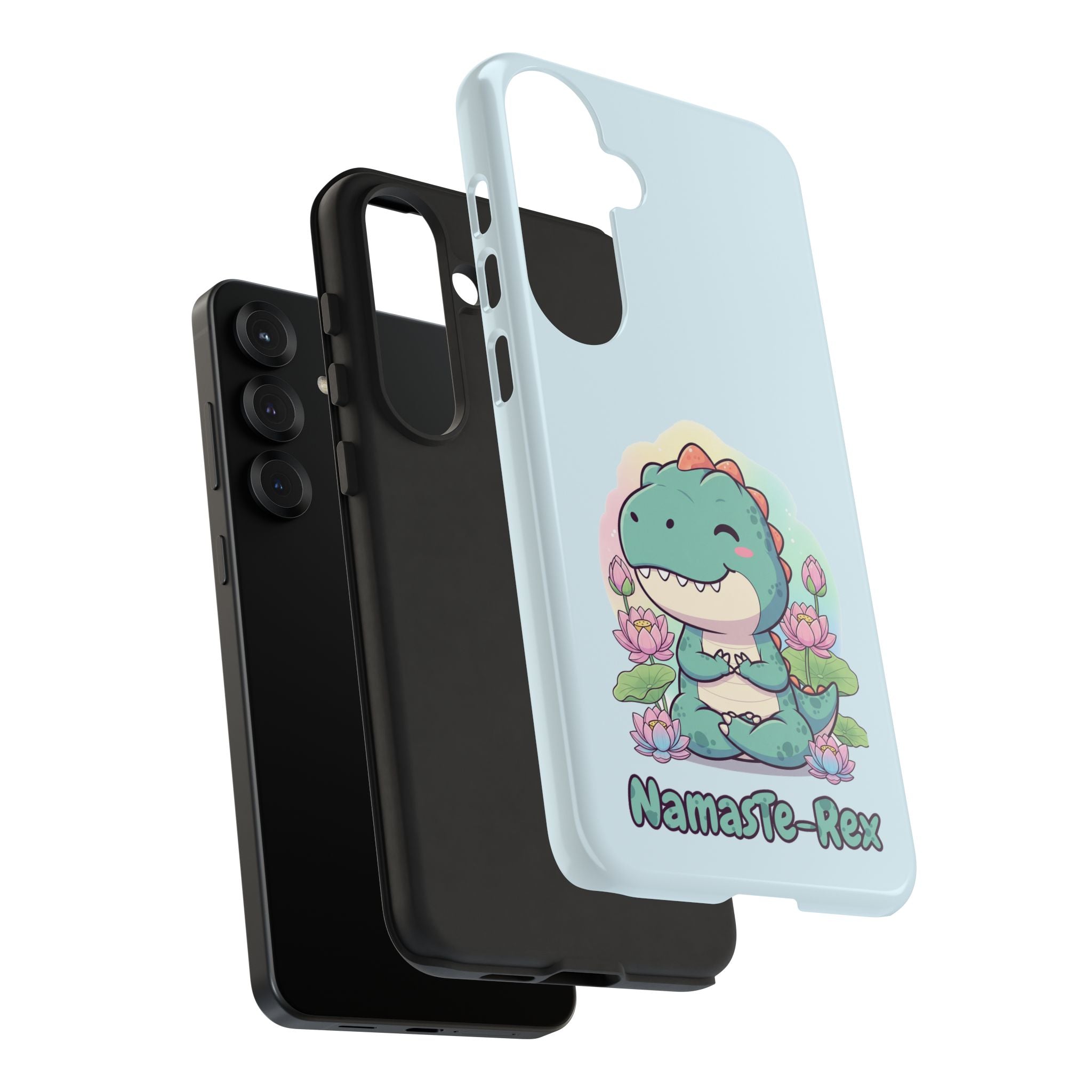 NamasTe-Rex Meditating Dinosaur Phone Case - Funny Yoga T-Rex Mobile Cover | Zen Tech Gift - Atlas Briefly