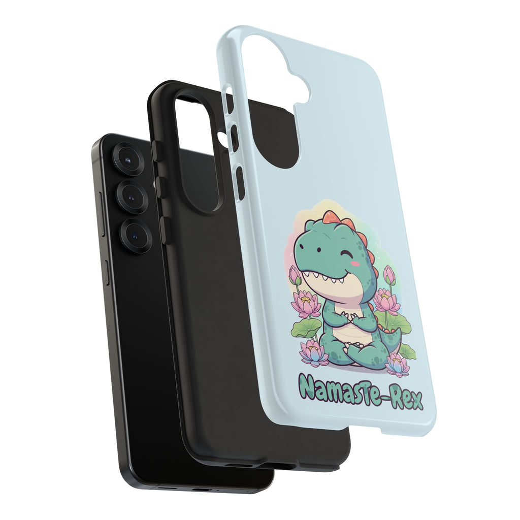 NamasTe-Rex Meditating Dinosaur Phone Case - Funny Yoga T-Rex Mobile Cover | Zen Tech Gift - Atlas Briefly