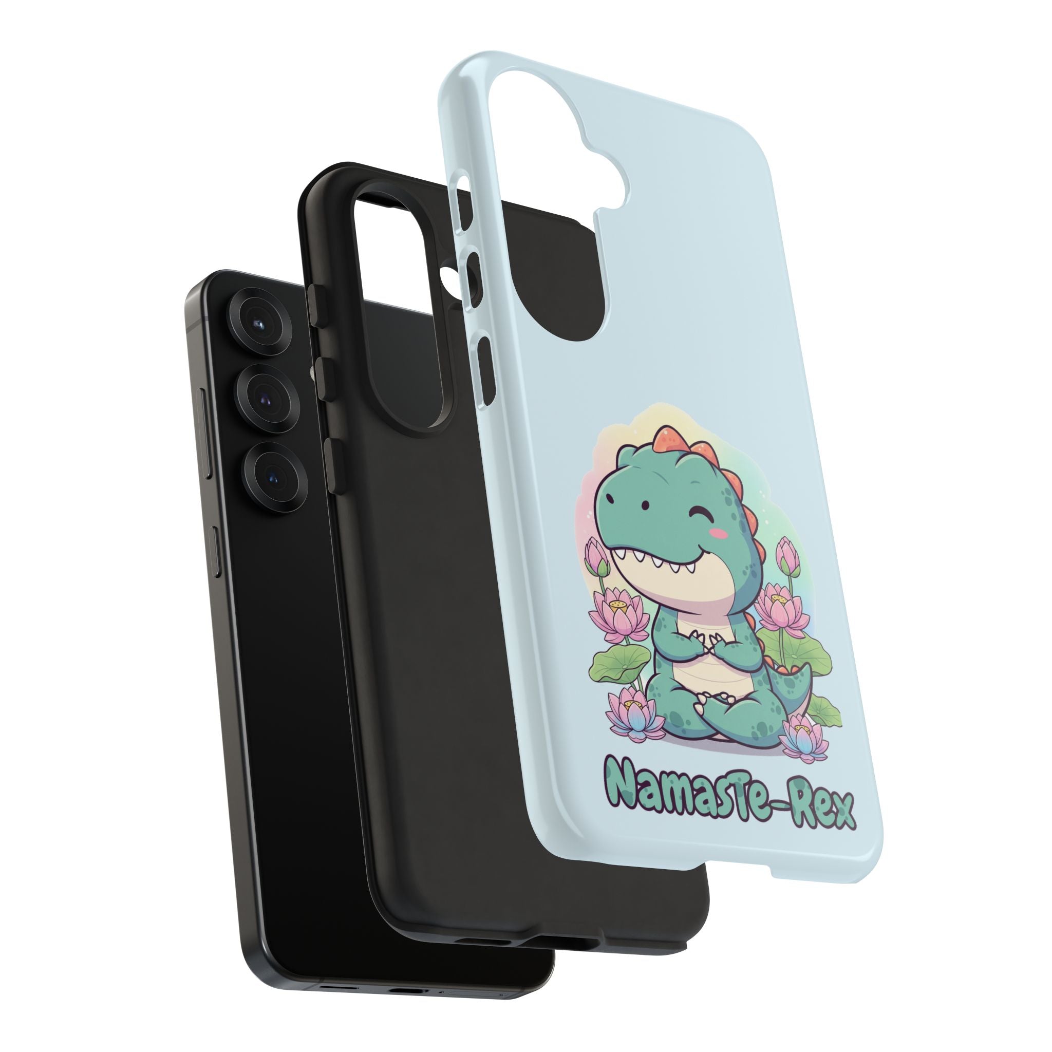 NamasTe-Rex Meditating Dinosaur Phone Case - Funny Yoga T-Rex Mobile Cover | Zen Tech Gift - Atlas Briefly