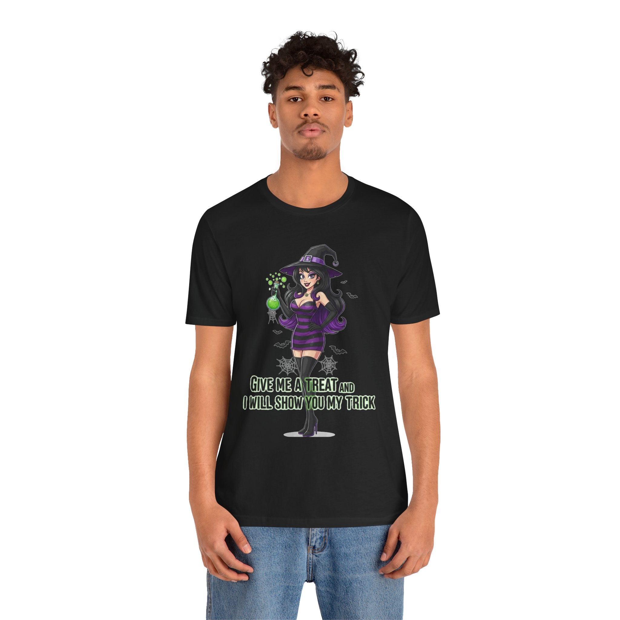 Sexy Witch Halloween T-Shirt - Flirty Witch Costume Tee | Trick or Treat Halloween Shirt - Atlas Briefly