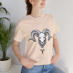 Aries Horoscope Tee - Unisex Black and White Minimal Design
