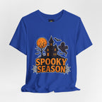 Spooky Season Halloween T-Shirt - Haunted House Ghost Bat Graphic Tee | Halloween Landscape Shirt - Atlas Briefly