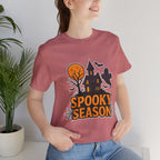 Spooky Season Halloween T-Shirt - Haunted House Ghost Bat Graphic Tee | Halloween Landscape Shirt - Atlas Briefly