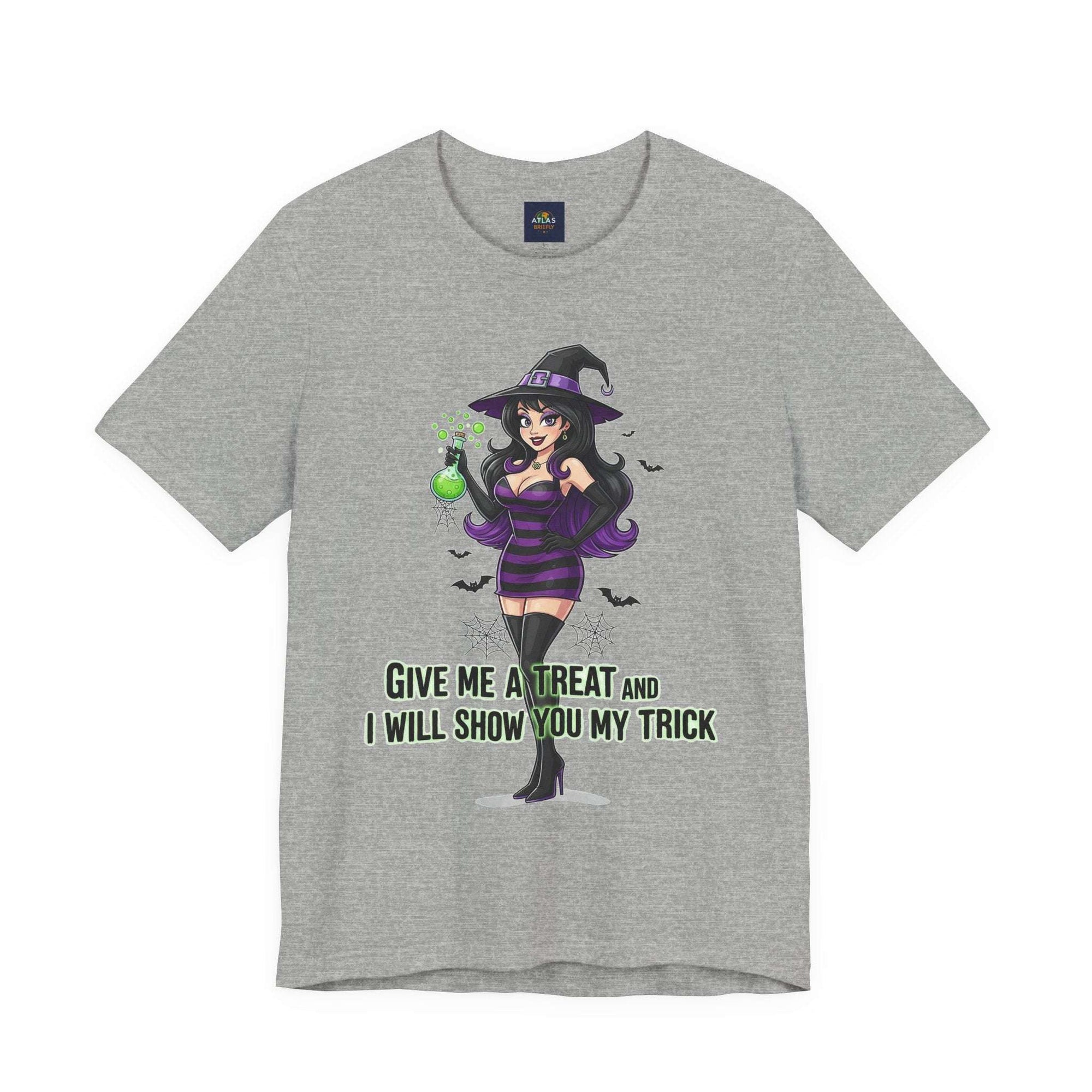 Sexy Witch Halloween T-Shirt - Flirty Witch Costume Tee | Trick or Treat Halloween Shirt - Atlas Briefly
