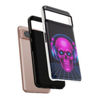 Neon Skull Synthwave Phone Case - Retro 80s Cyberpunk Mobile Cover | Vaporwave Tech Gift - Atlas Briefly