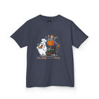 Eat Drink and Be Scary Kids Halloween T-Shirt | Cute Ghost Skeleton Pumpkin Cat Shirt for Boys Girls Trick or Treat Tee - Atlas Briefly