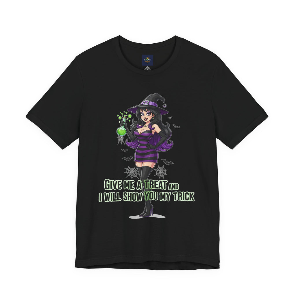 Sexy Witch Halloween T-Shirt - Flirty Witch Costume Tee | Trick or Treat Halloween Shirt - Atlas Briefly