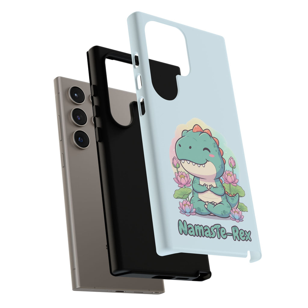 NamasTe-Rex Meditating Dinosaur Phone Case - Funny Yoga T-Rex Mobile Cover | Zen Tech Gift - Atlas Briefly