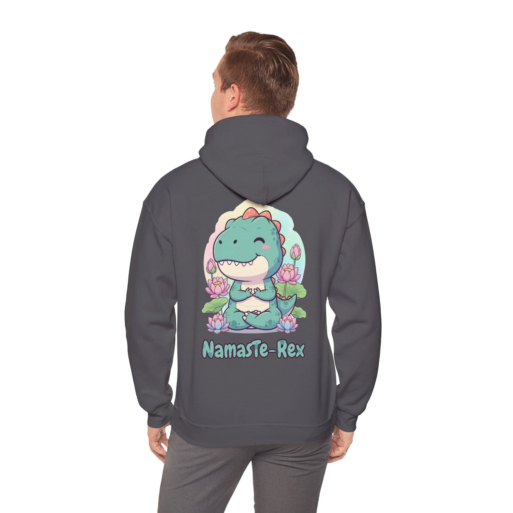NamasTe-Rex Meditating Dinosaur Hoodie - Funny Yoga Sweatshirt | Zen T-Rex Gift - Atlas Briefly
