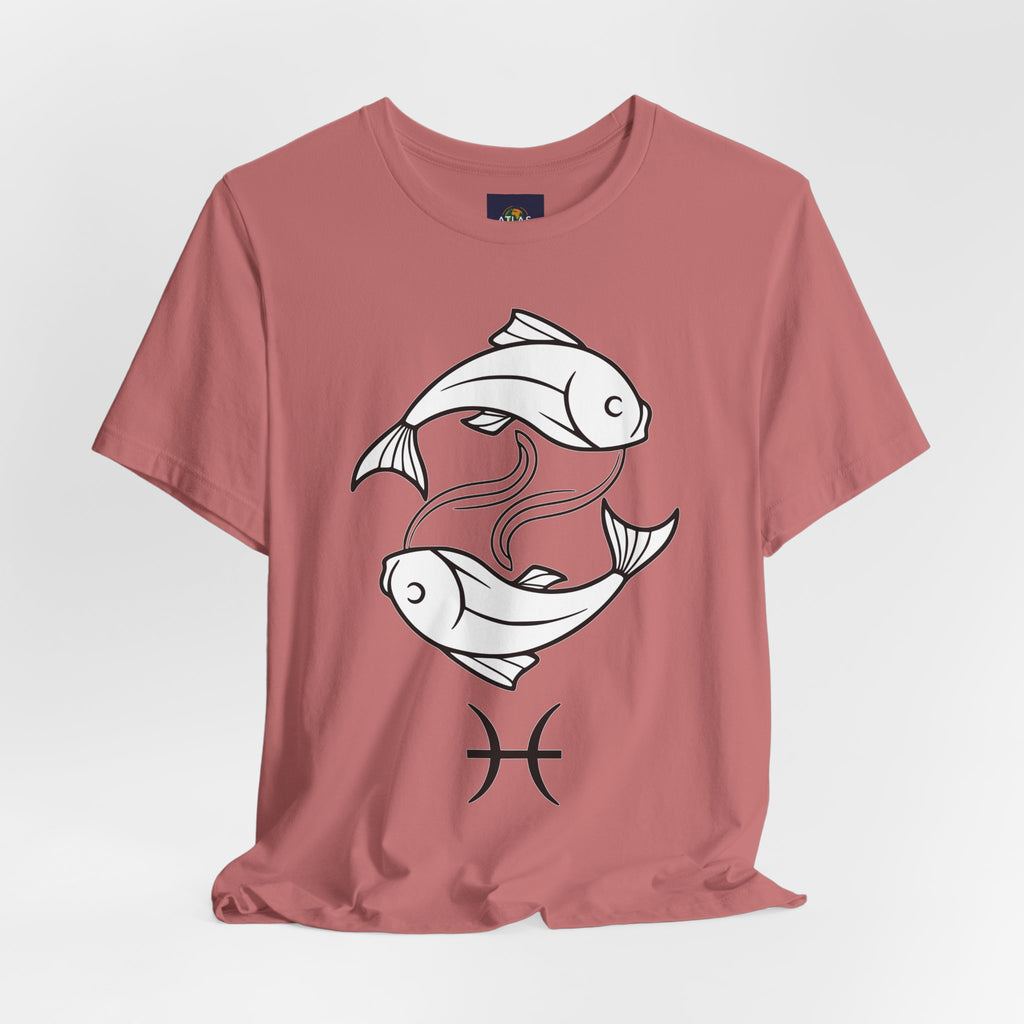 Pisces Zodiac T-shirt - Minimalist Black and White Unisex Tee