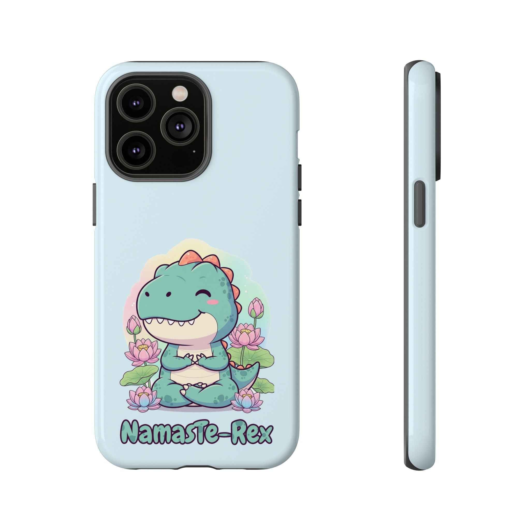 NamasTe-Rex Phone Case - Funny Yoga T-Rex Meditating Dinosaur Mobile Cover for Zen Lovers - Atlas Briefly
