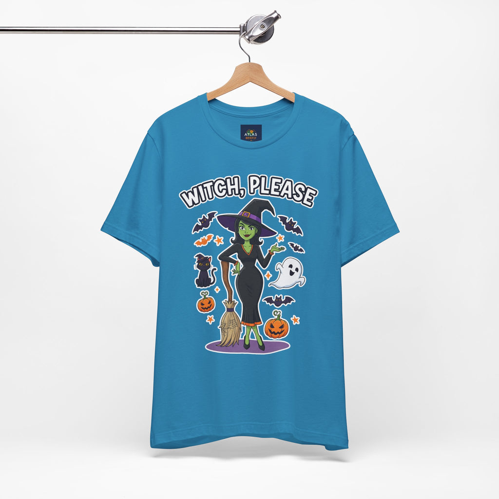 Witch Please Halloween T-Shirt - Sassy Witch Tee with Pumpkin Design | Funny Halloween Shirt - Atlas Briefly