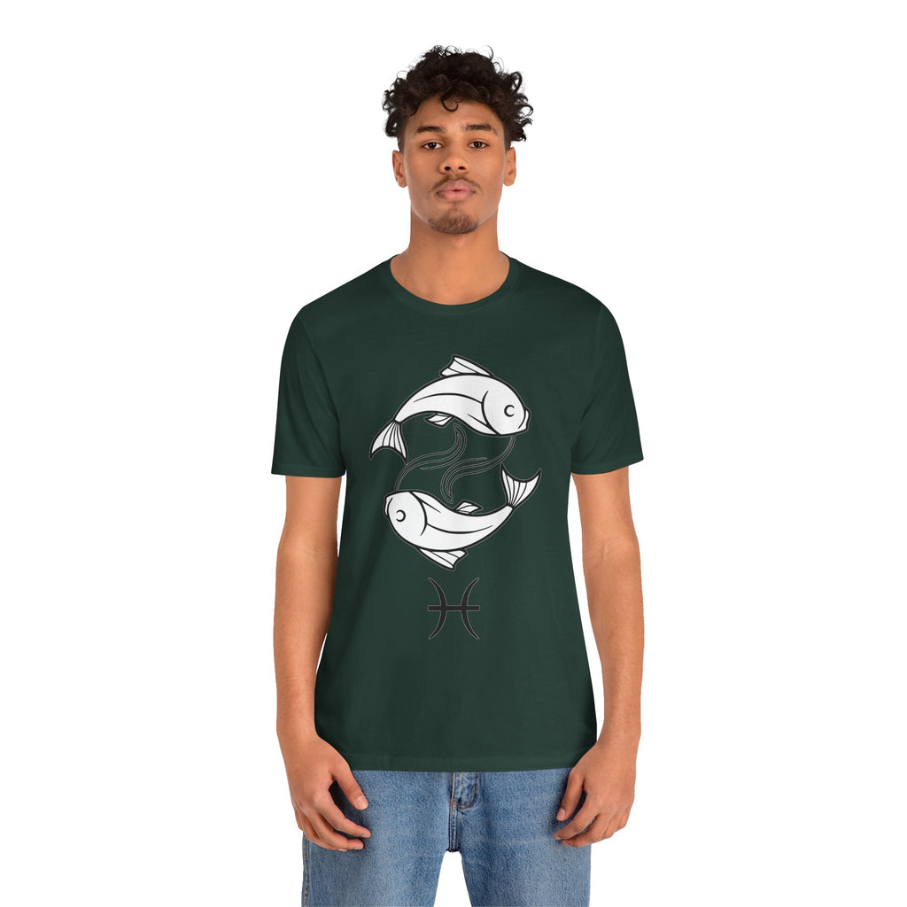 Pisces Zodiac T-shirt - Minimalist Black and White Unisex Tee