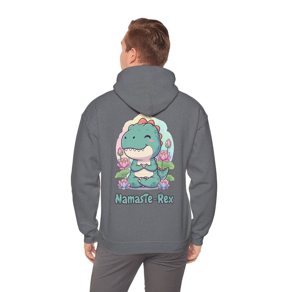 NamasTe-Rex Meditating Dinosaur Hoodie - Funny Yoga Sweatshirt | Zen T-Rex Gift - Atlas Briefly