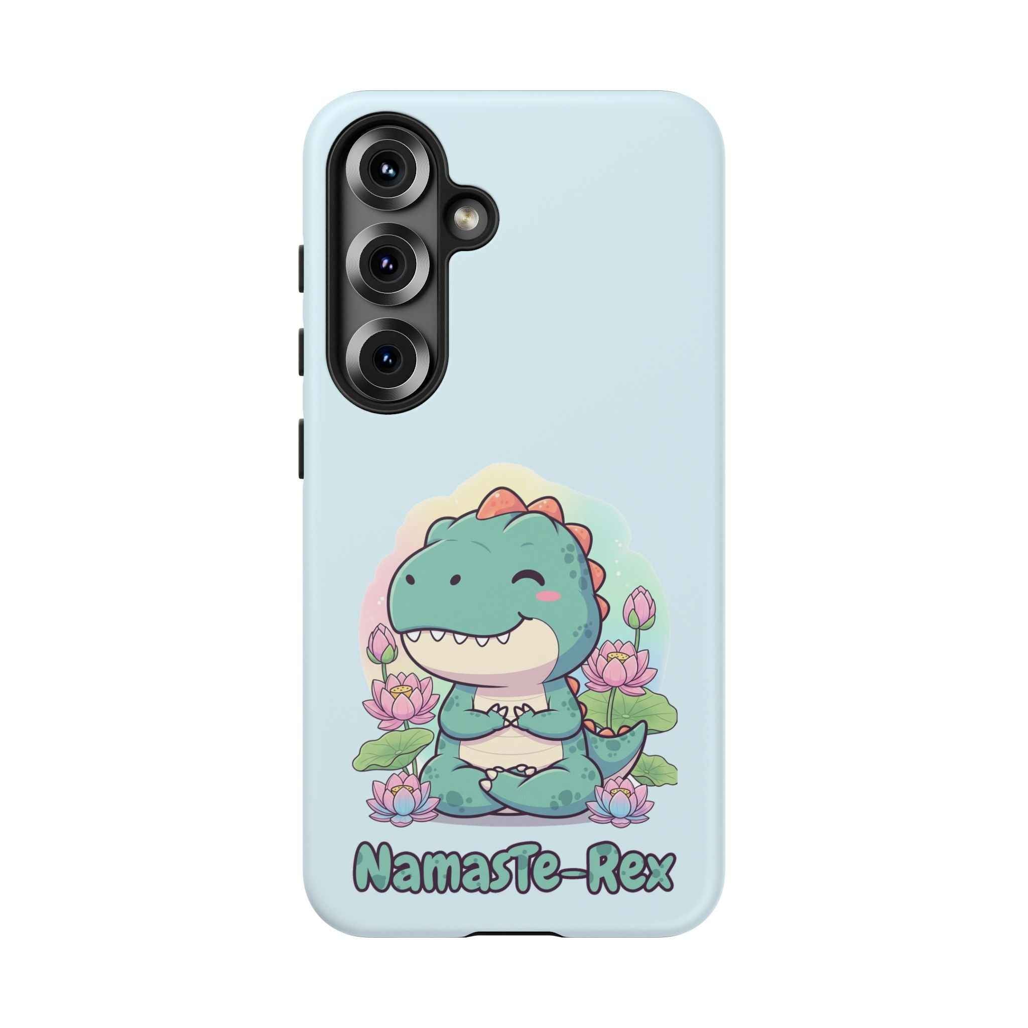 NamasTe-Rex Phone Case - Funny Yoga T-Rex Meditating Dinosaur Mobile Cover for Zen Lovers - Atlas Briefly