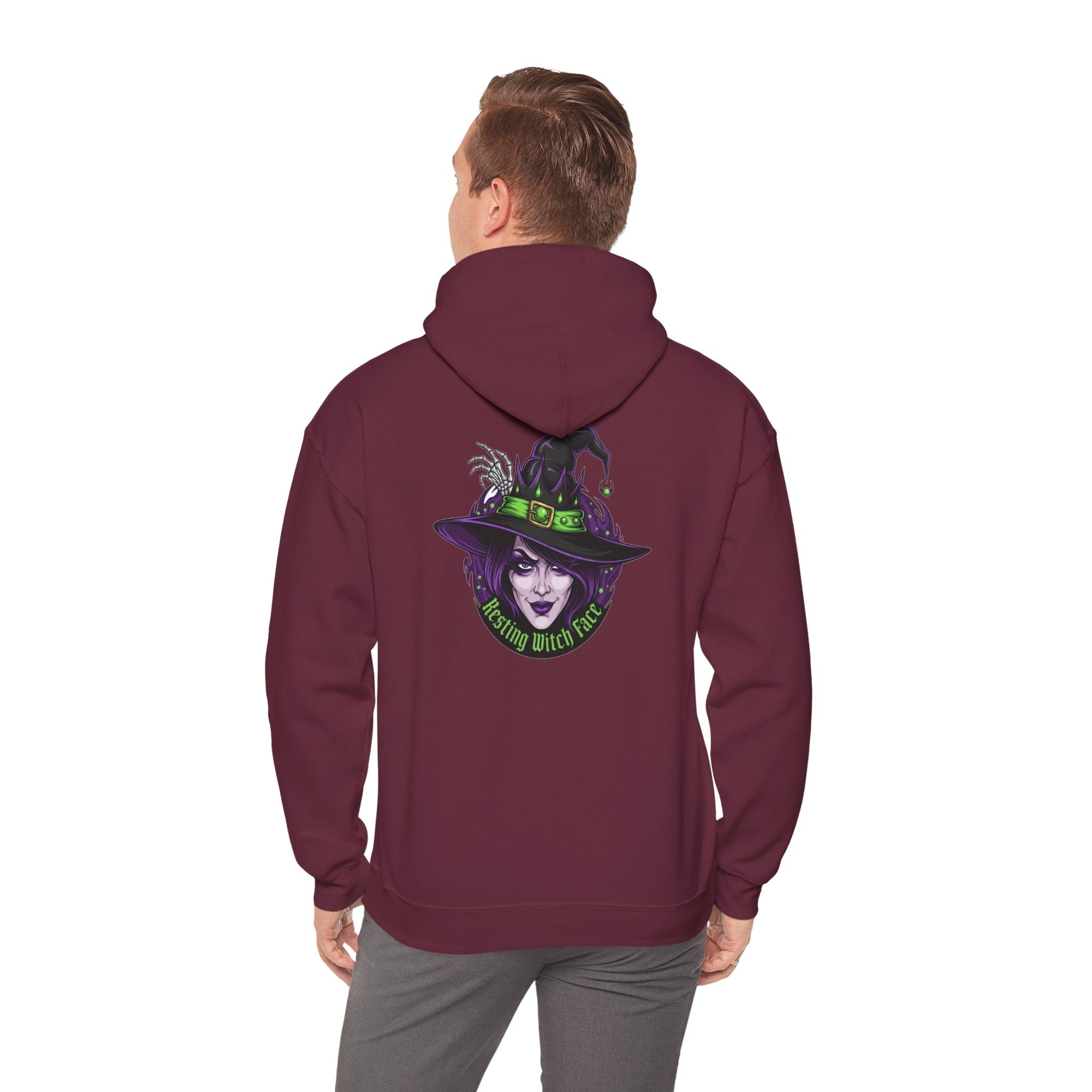 Resting Witch Face Halloween Hoodie – Funny Witch Graphic - Atlas Briefly