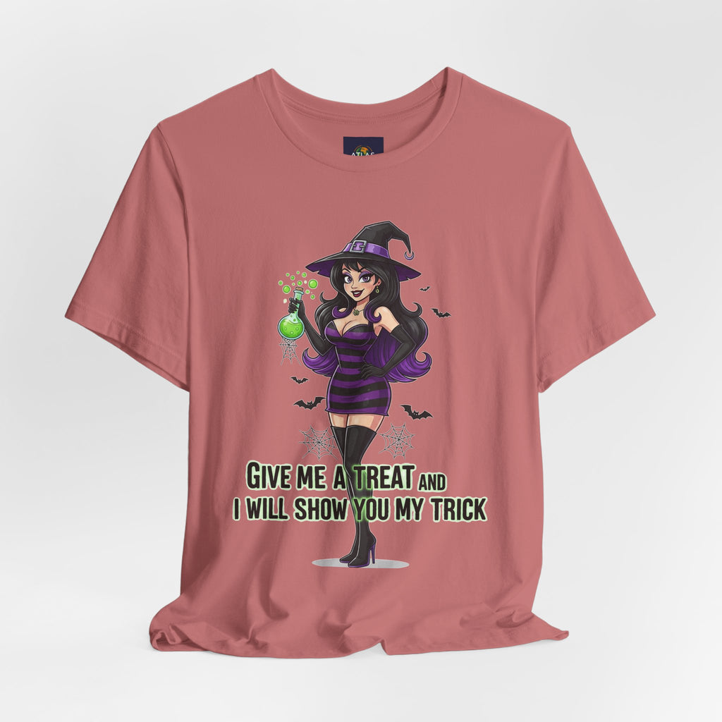 Sexy Witch Halloween T-Shirt - Flirty Witch Costume Tee | Trick or Treat Halloween Shirt - Atlas Briefly