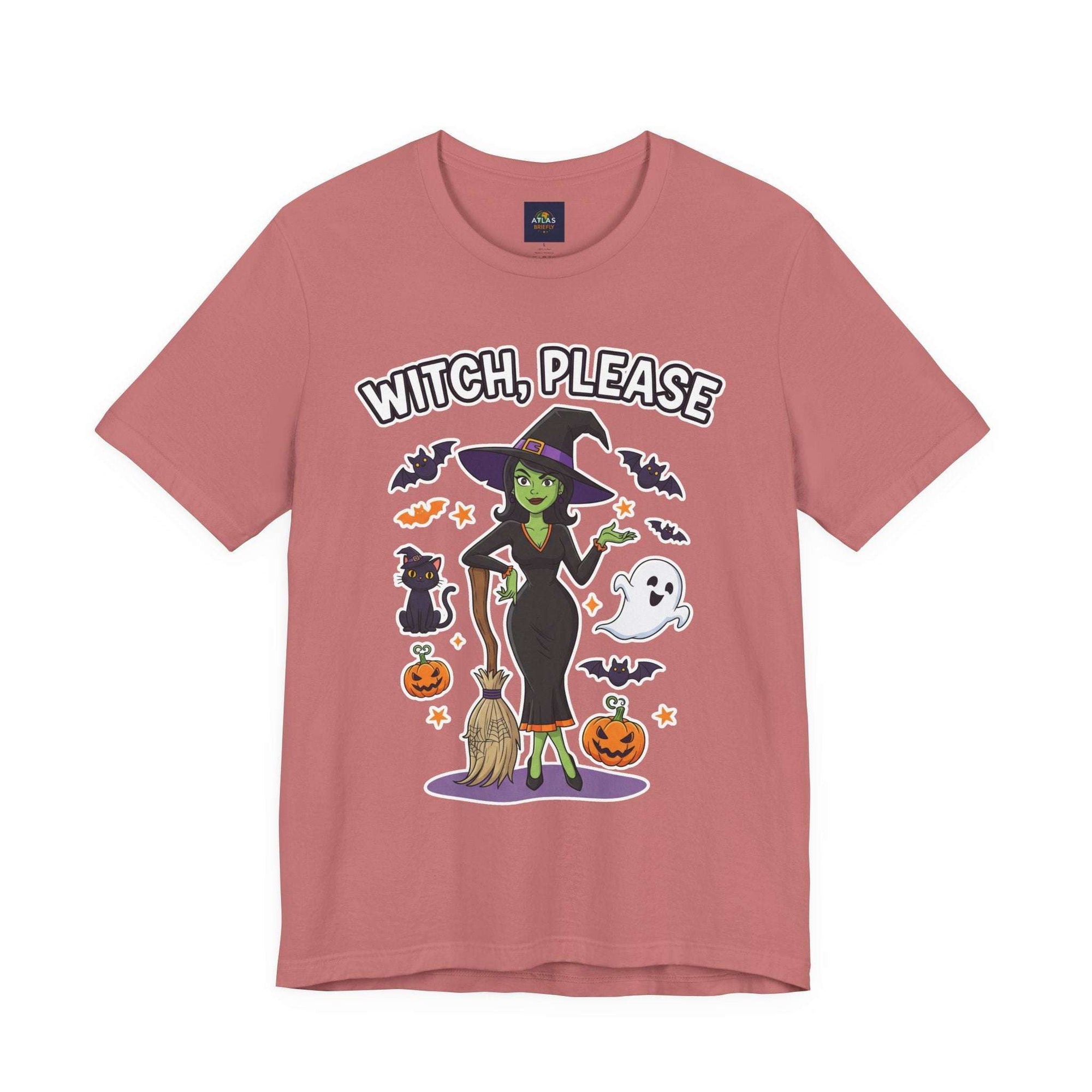 Witch Please Halloween T-Shirt - Sassy Witch Tee with Pumpkin Design | Funny Halloween Shirt - Atlas Briefly