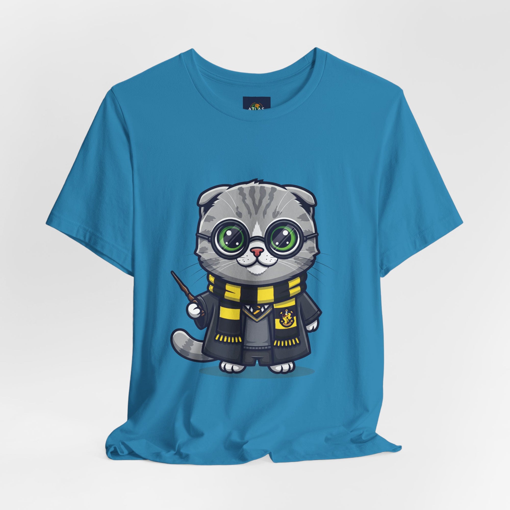 Hufflepurr Harry Potter T-Shirt - Funny Wizarding World Tee | Cute Potter Cat Gift - Atlas Briefly