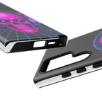 Neon Skull Synthwave Phone Case - Retro 80s Cyberpunk Mobile Cover | Vaporwave Tech Gift - Atlas Briefly