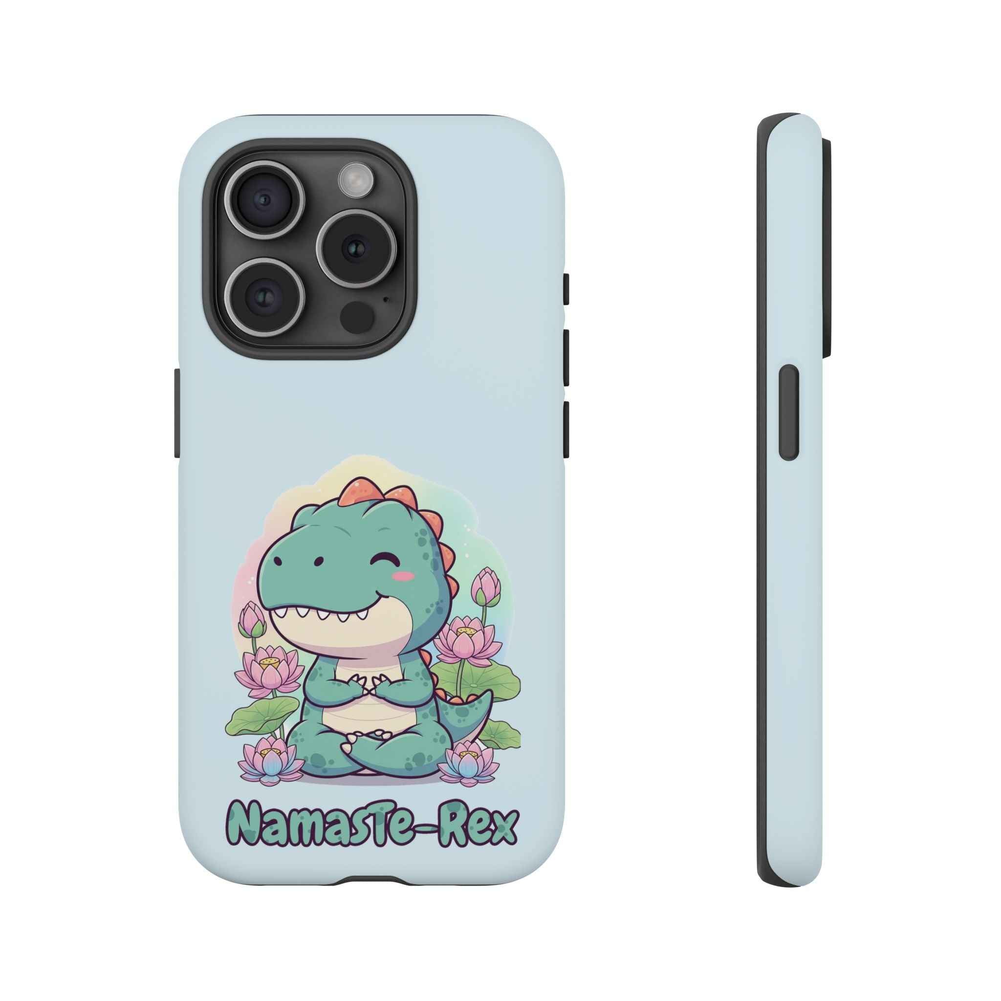 NamasTe-Rex Phone Case - Funny Yoga T-Rex Meditating Dinosaur Mobile Cover for Zen Lovers - Atlas Briefly
