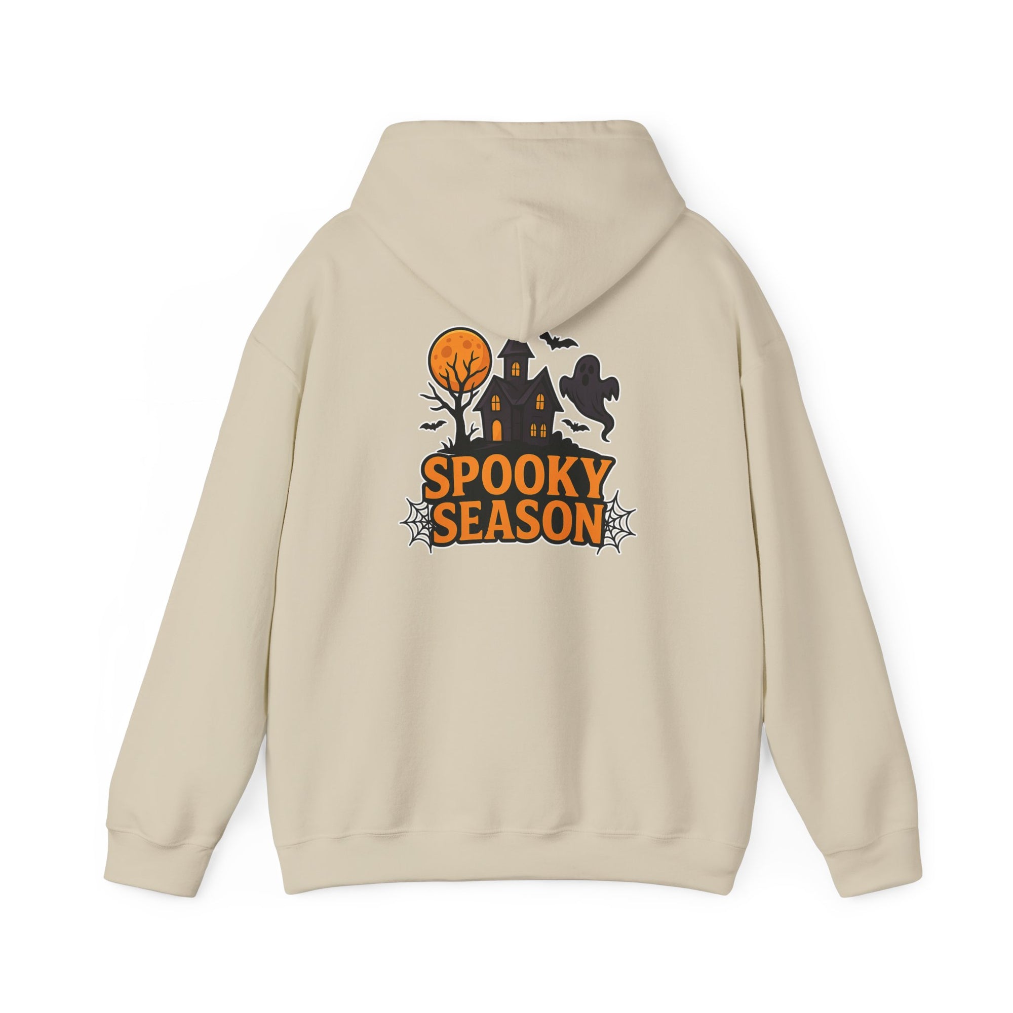 Spooky Season Halloween Hoodie - Haunted House Ghost Bat Design | Cozy Halloween Sweatshirt - Atlas Briefly
