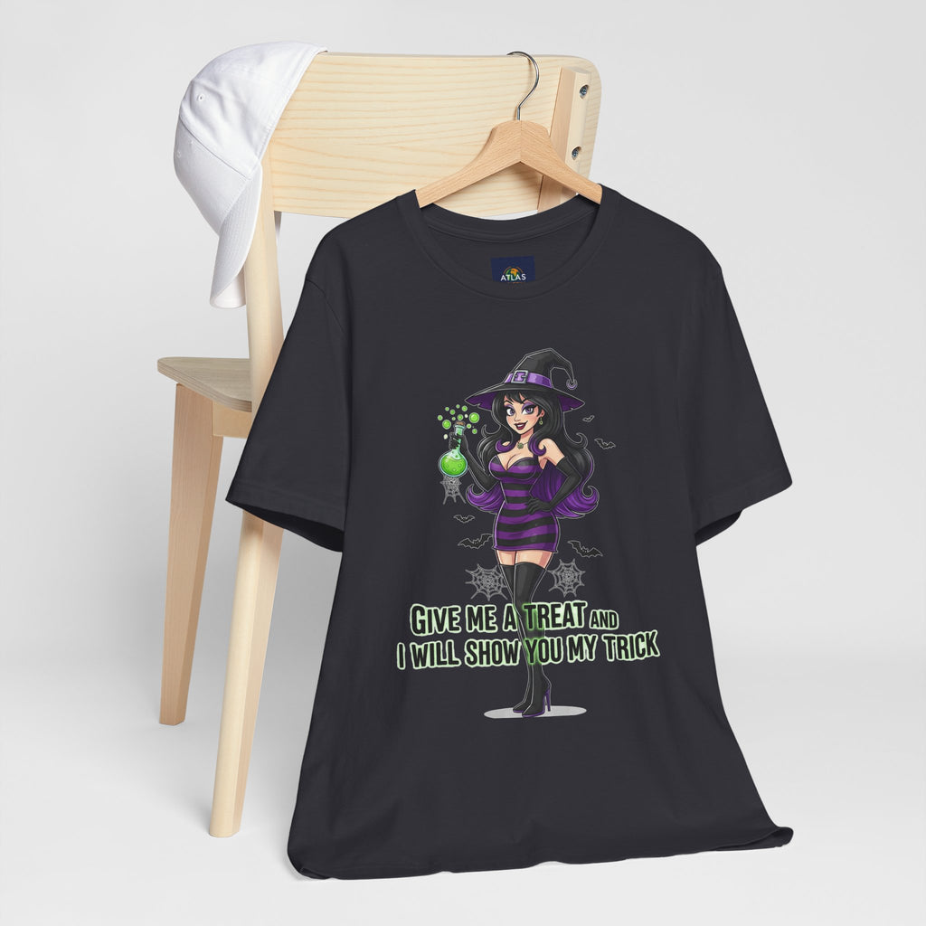 Sexy Witch Halloween T-Shirt - Flirty Witch Costume Tee | Trick or Treat Halloween Shirt - Atlas Briefly
