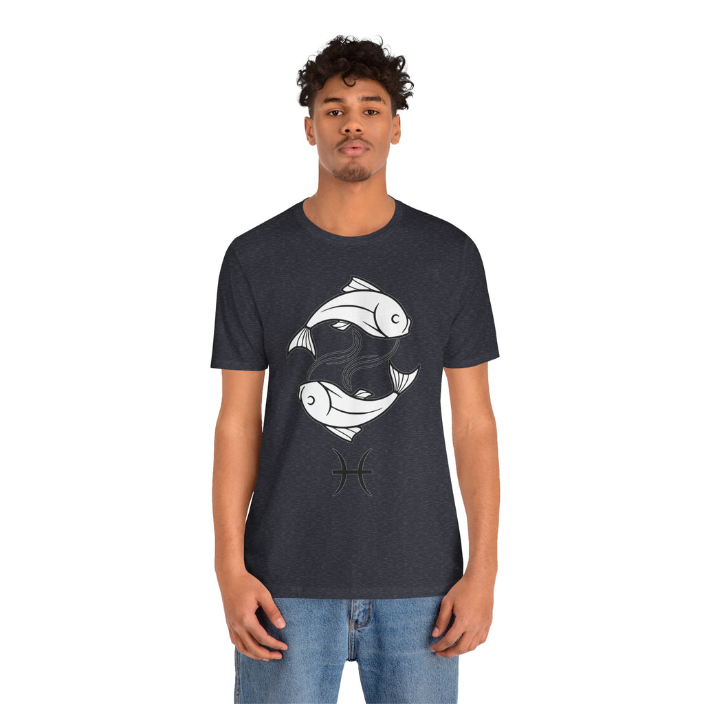 Pisces Zodiac T-shirt - Minimalist Black and White Unisex Tee