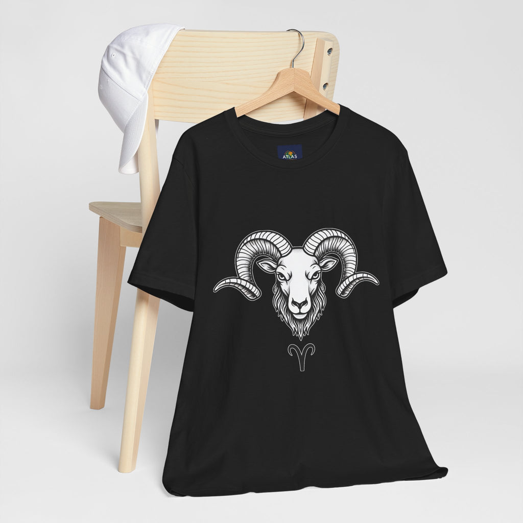 Aries Horoscope Tee - Unisex Black and White Minimal Design