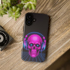 Neon Skull Synthwave Phone Case - Retro 80s Cyberpunk Mobile Cover | Vaporwave Tech Gift - Atlas Briefly