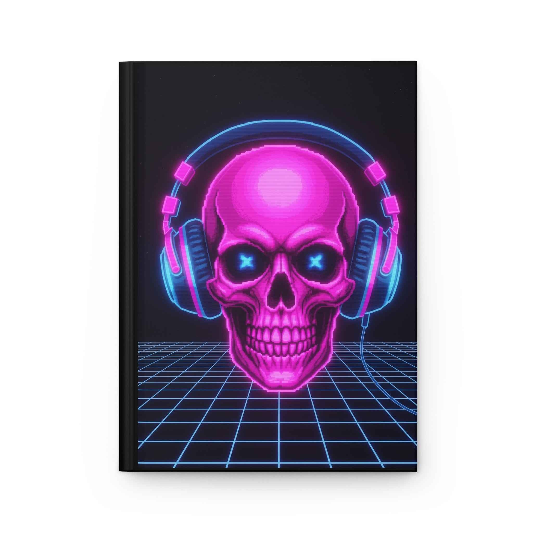 Neon Skull Journal - Retro Gaming Synthwave Notebook - Atlas Briefly