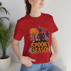 Spooky Season Halloween T-Shirt - Haunted House Ghost Bat Graphic Tee | Halloween Landscape Shirt - Atlas Briefly