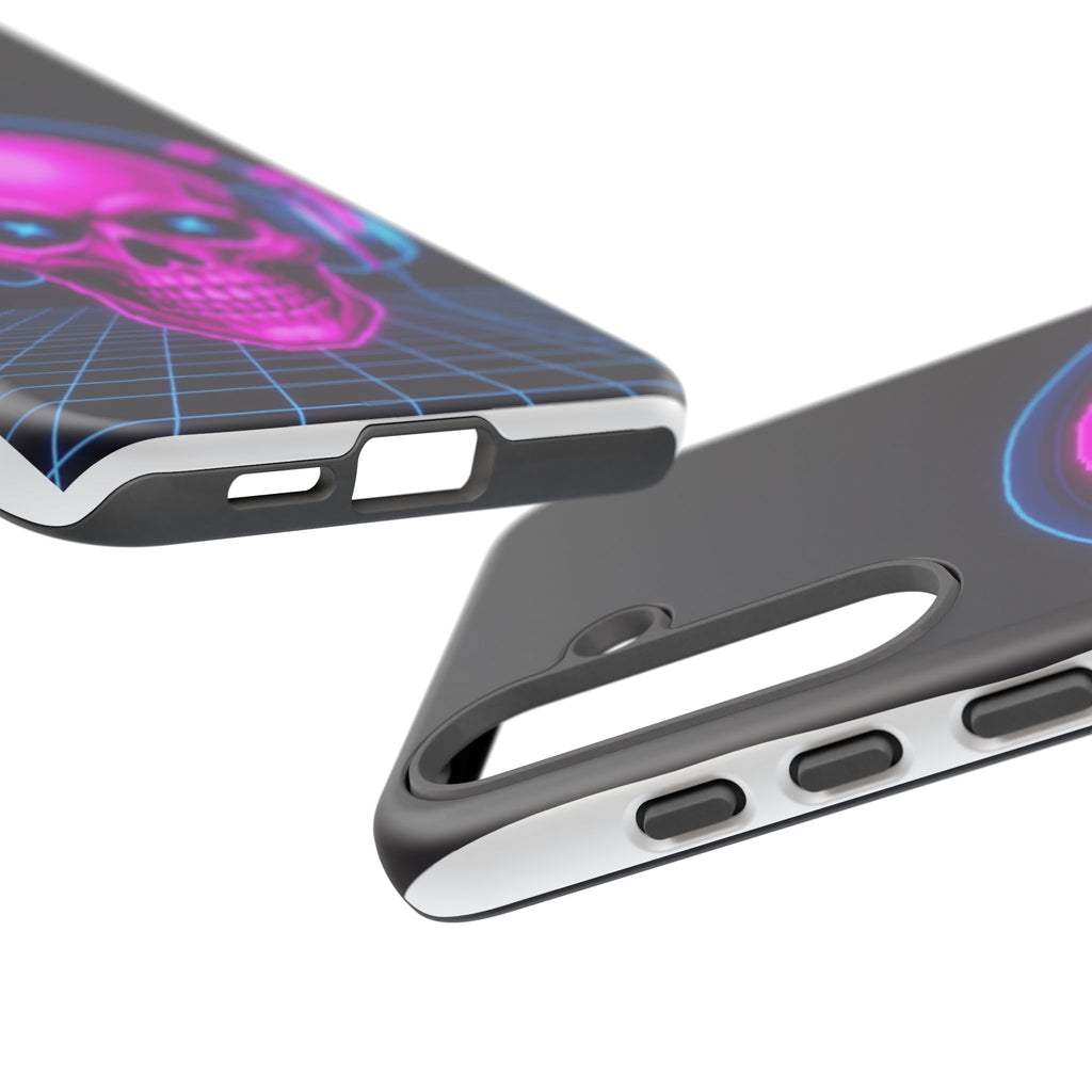Neon Skull Synthwave Phone Case - Retro 80s Cyberpunk Mobile Cover | Vaporwave Tech Gift - Atlas Briefly