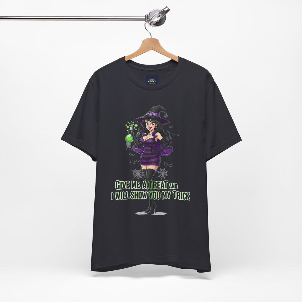 Sexy Witch Halloween T-Shirt - Flirty Witch Costume Tee | Trick or Treat Halloween Shirt - Atlas Briefly