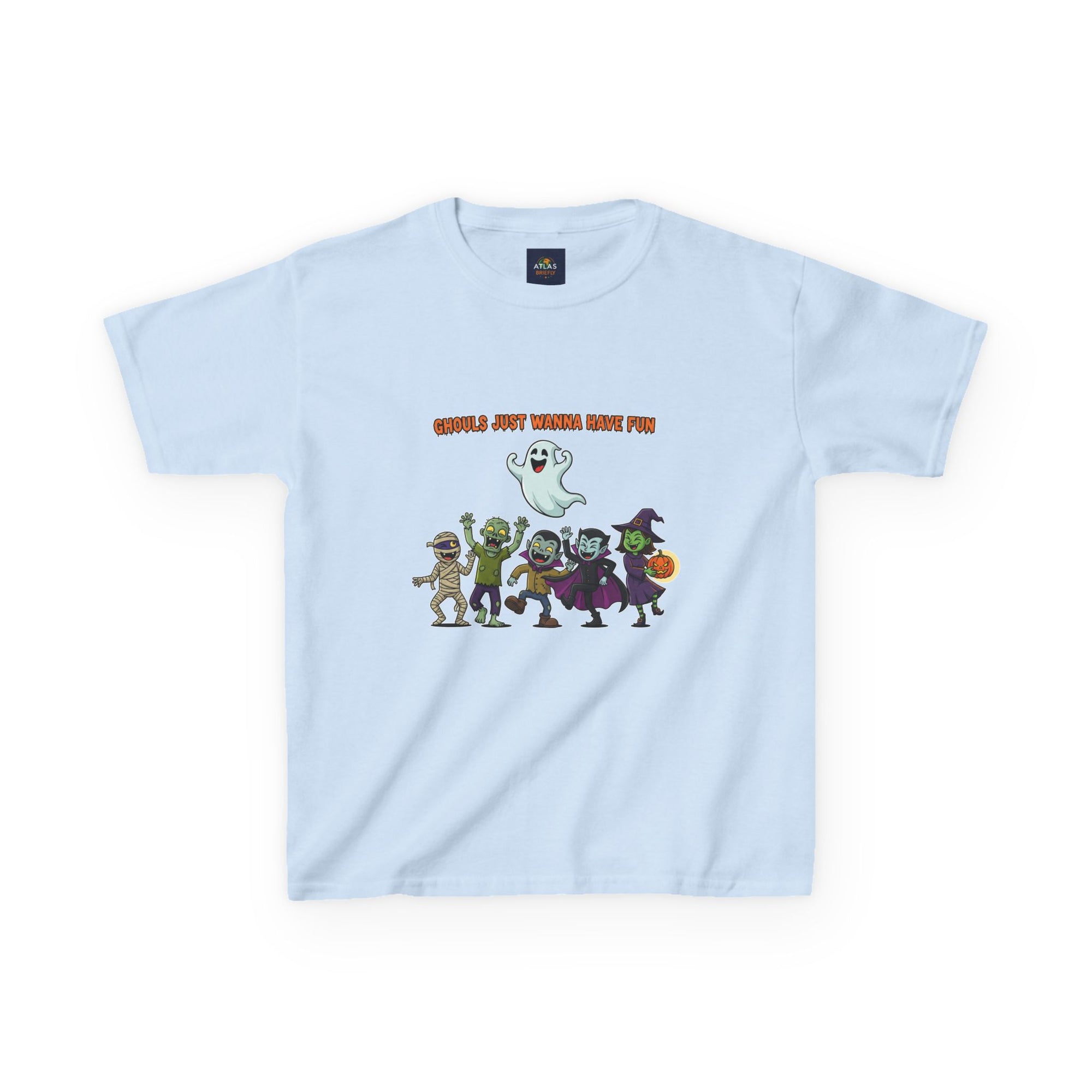 Ghouls Just Wanna Have Fun Kids Halloween T-Shirt | Funny Ghost Mummy Zombie Vampire Witch Shirt for Boys & Girls Trick or Treat Tee - Atlas Briefly