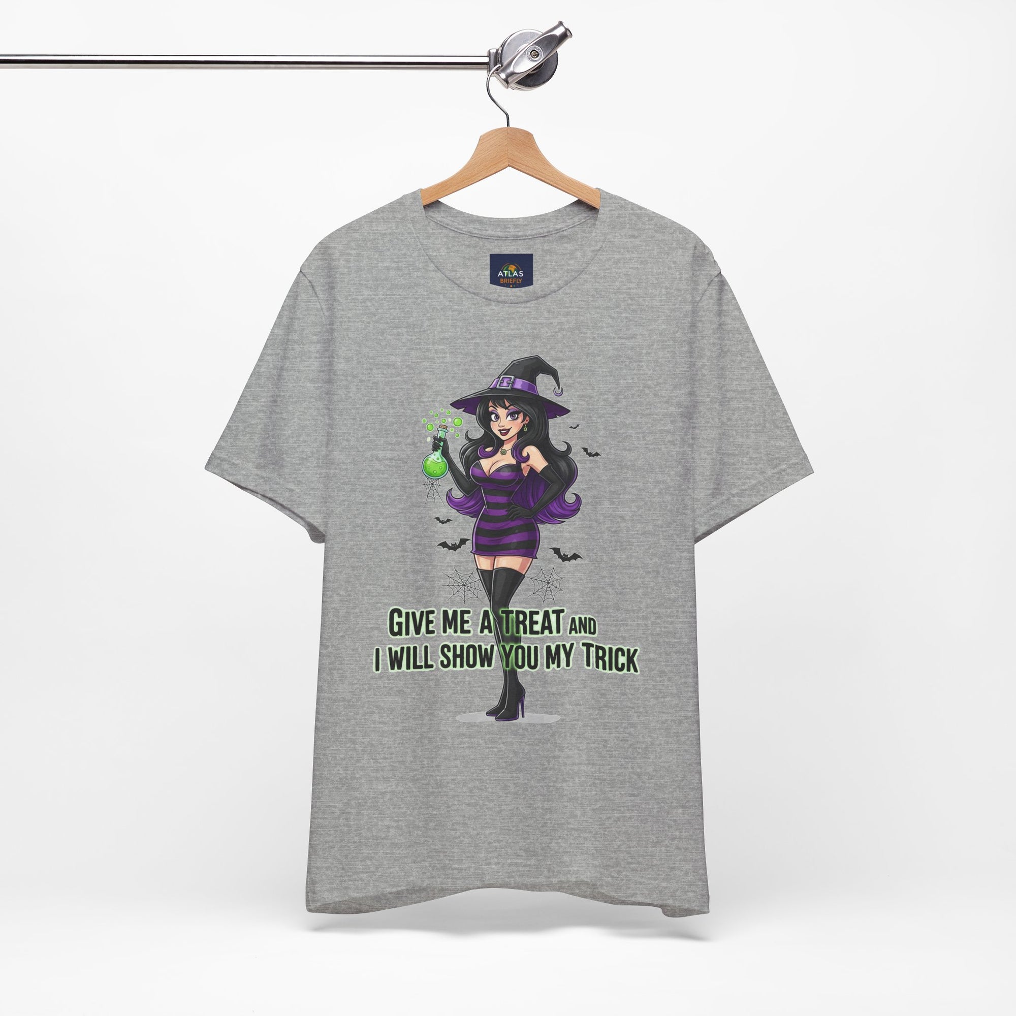 Sexy Witch Halloween T-Shirt - Flirty Witch Costume Tee | Trick or Treat Halloween Shirt - Atlas Briefly