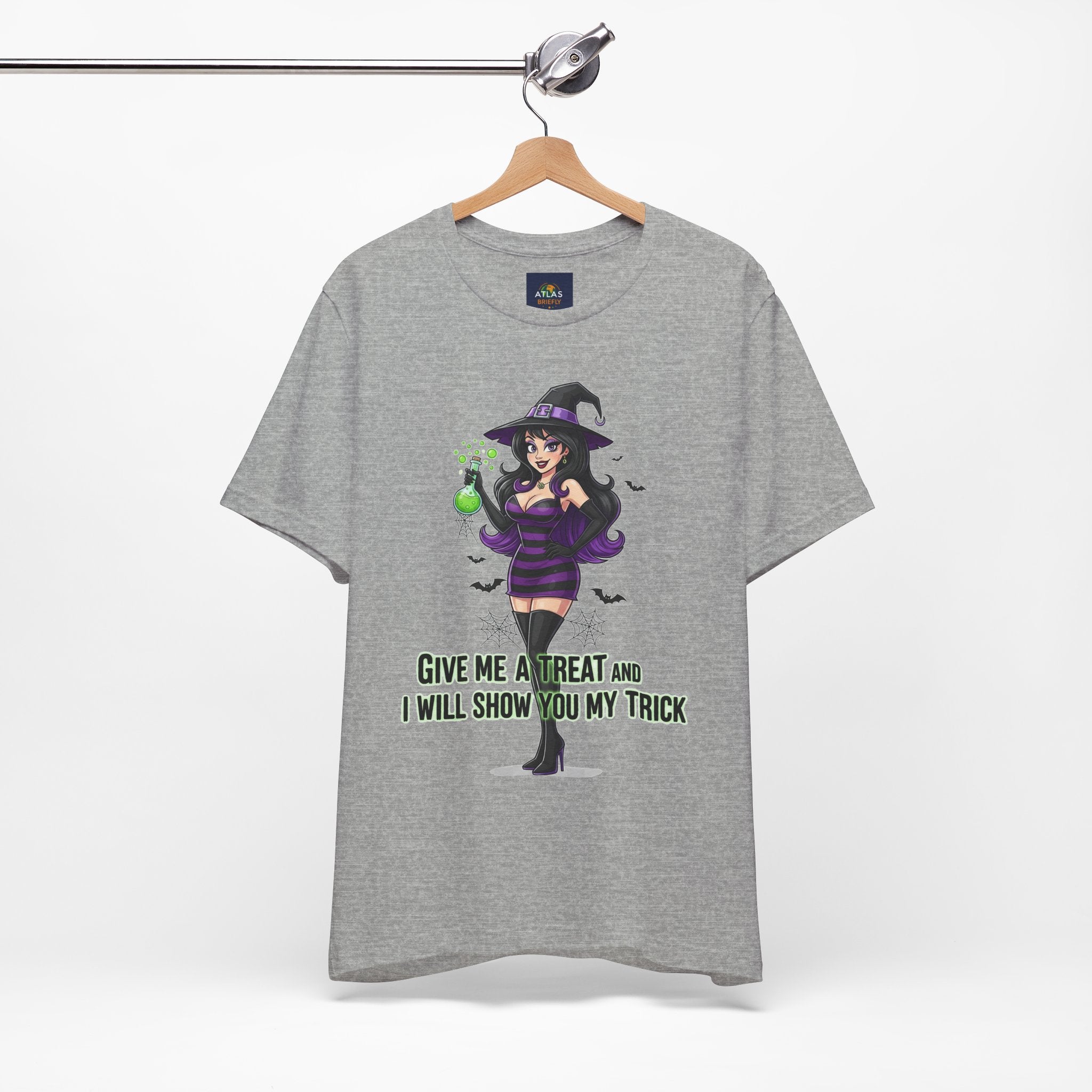 Sexy Witch Halloween T-Shirt - Flirty Witch Costume Tee | Trick or Treat Halloween Shirt - Atlas Briefly