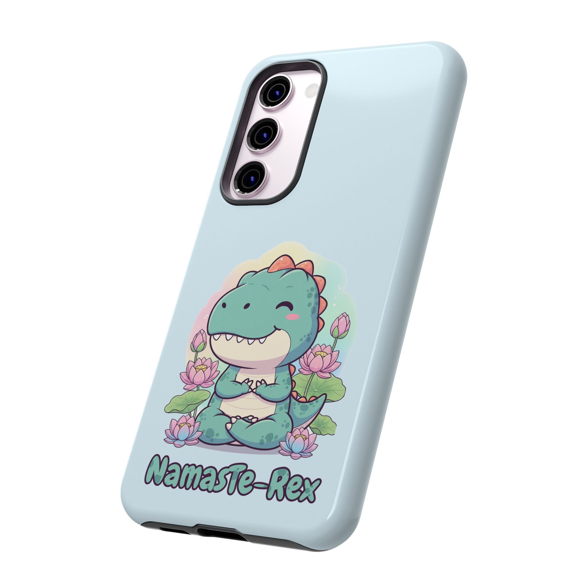 NamasTe-Rex Meditating Dinosaur Phone Case - Funny Yoga T-Rex Mobile Cover | Zen Tech Gift - Atlas Briefly
