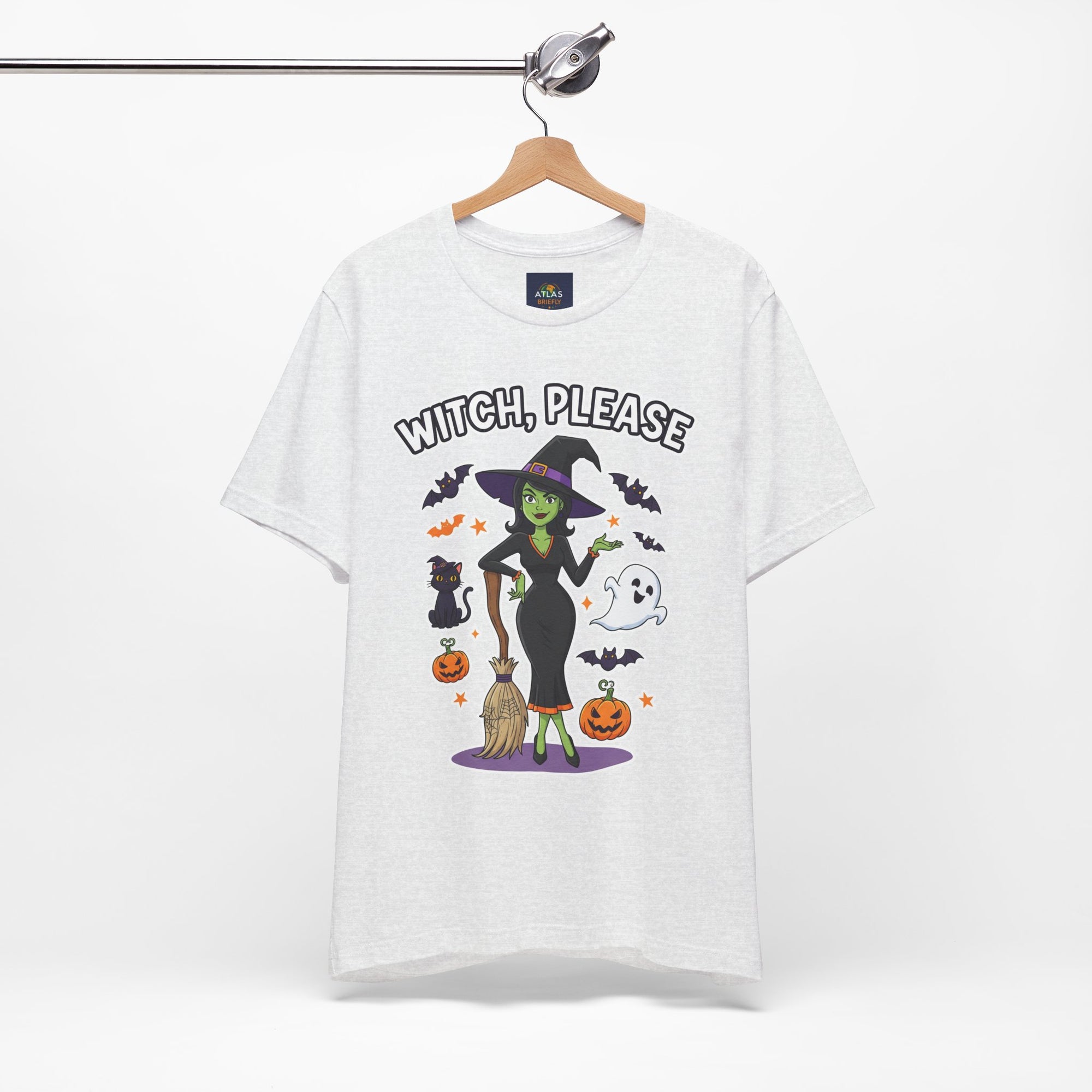 Witch Please Halloween T-Shirt - Sassy Witch Tee with Pumpkin Design | Funny Halloween Shirt - Atlas Briefly