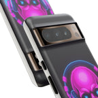 Neon Skull Synthwave Phone Case - Retro 80s Cyberpunk Mobile Cover | Vaporwave Tech Gift - Atlas Briefly