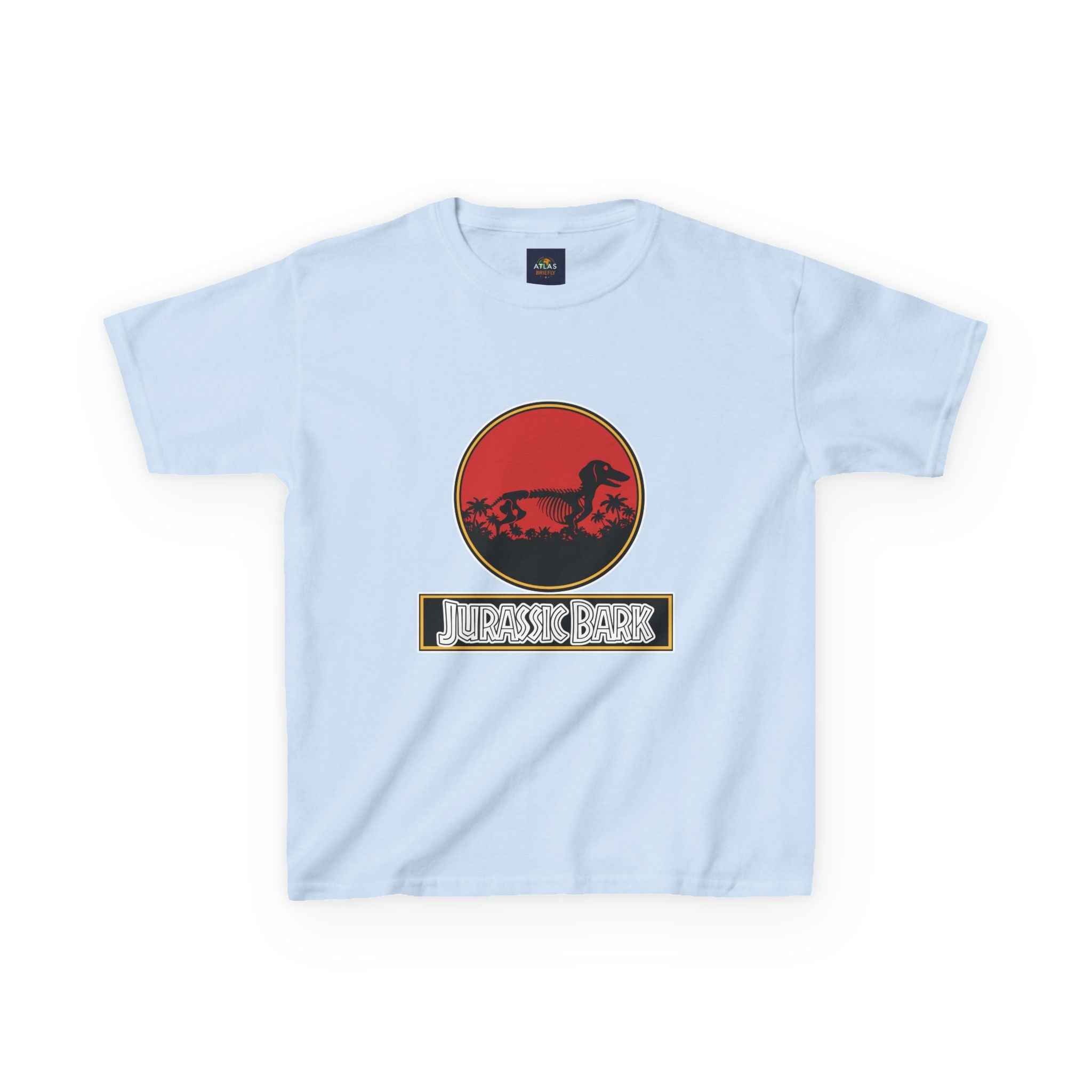 Kids Dachshund T-Shirt - Jurassic Bark Wiener Dog Tee - Atlas Briefly