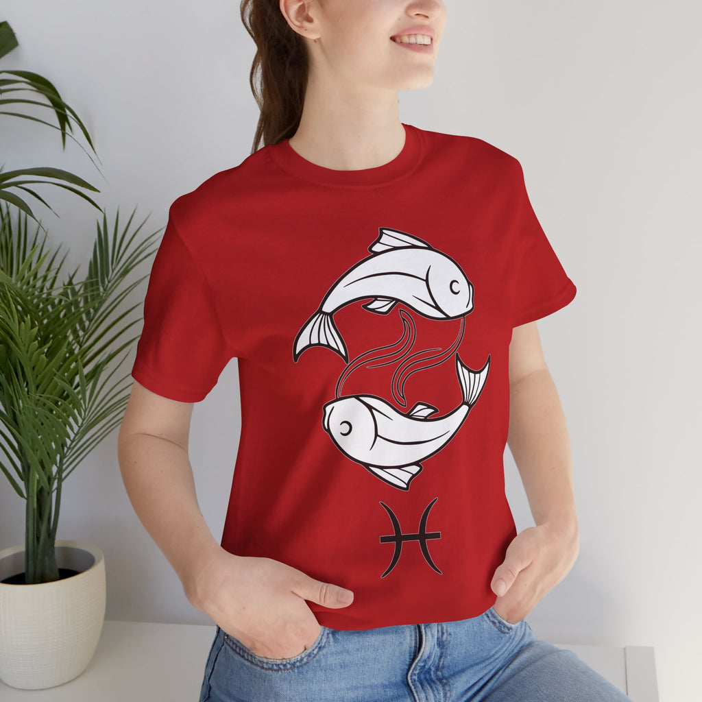 Pisces Zodiac T-shirt - Minimalist Black and White Unisex Tee