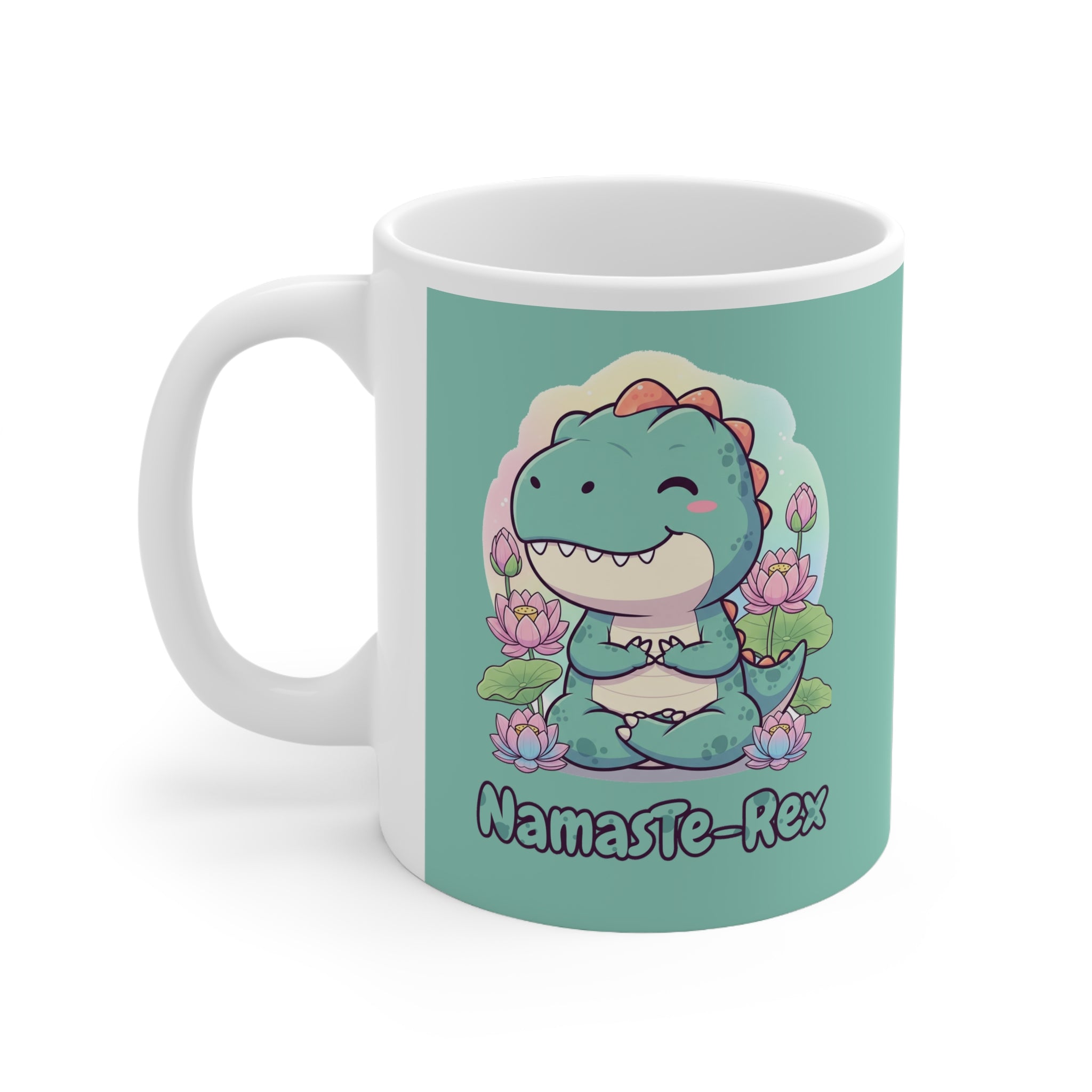 NamasTe-Rex Mug - Funny Yoga Coffee Cup for Dinosaurs | Unique Zen T-Rex Gift